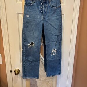 Levi's Premium Ribcage Straight Ankle Jeans Distressed - 27